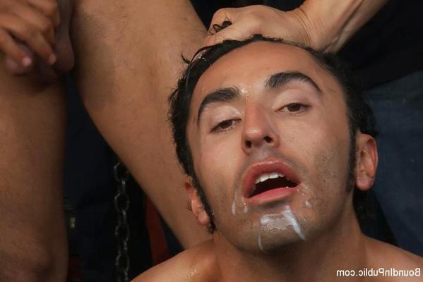 15P Spencer Reed and a bunch of car mechanics take turns fucking Gianni Lucca in a 