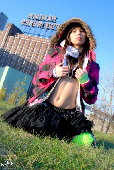16P Grunge punk girl outside wearing hoodie