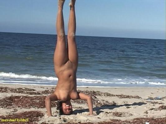 16P Busty Latina Exhibitionist Playing Nude on a Beach