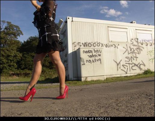 12P Leggy german mistress lady B in stockings changing high heels
