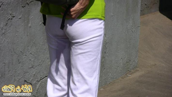12P Humiliated slut who just pissed her white breeches right in the street