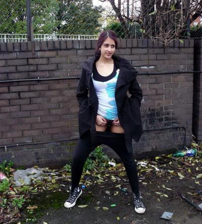16P Indian teen Zarina Masoud pissing in public and flashing hairy pussy outdoors