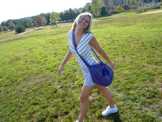 15P Anna outdoors in a miniskirt