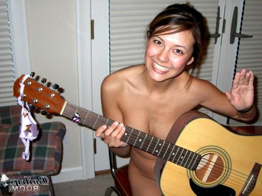 15P Guitar playing teen peels off her hot little thong