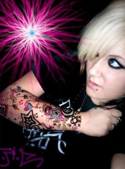 12P Hot Emo Girls Flashing Pale Pink Naked Bodies