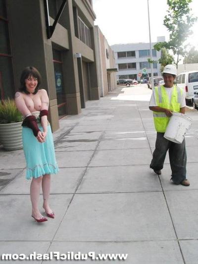 16P Exhibitionistic Eva Has Fun Flashing Her Cute Body For Workers
