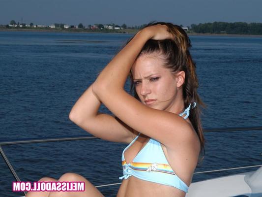 15P sexy brunette gets horny on a boat