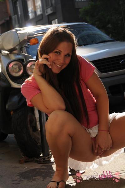 16P Teen tranny flashing cock in public