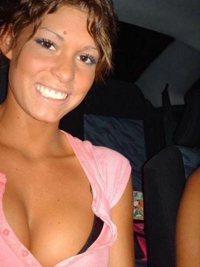 15P Smiling young brunette teen does a hot deep blowjob