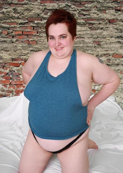 20P Kaylee in blue muscle tee shirt