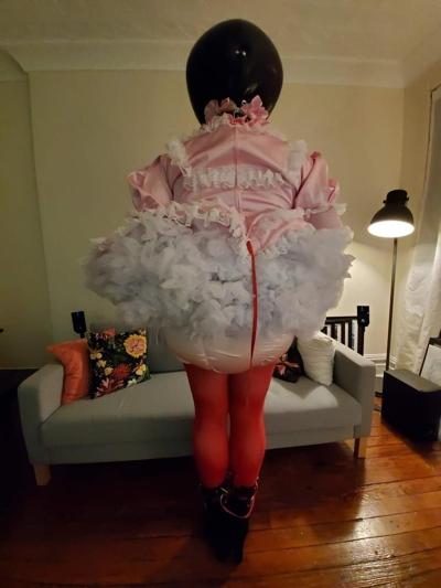 11P Pink Satin Ballhood Maid Bondage