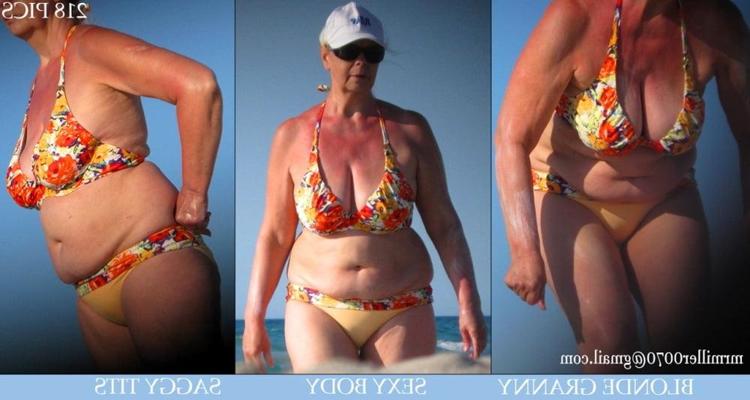12P Fat Bikini Blondes (Old Women beach voyeur)