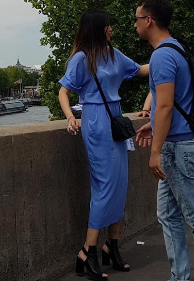 15P vpl, cute asian in blue dress
