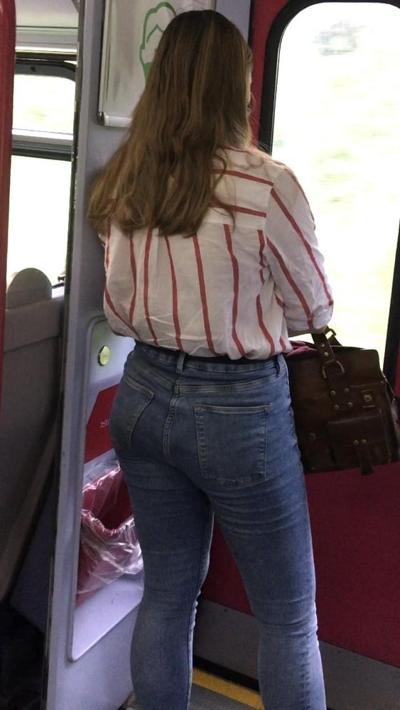 15P Jeans teen on the train