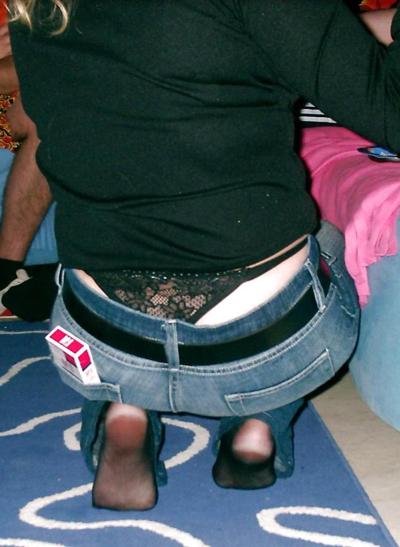 6P Candid nylonfeet and thong