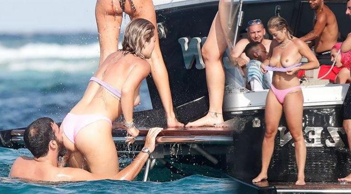 8P Rita Ora topless Ibiza vacation boat