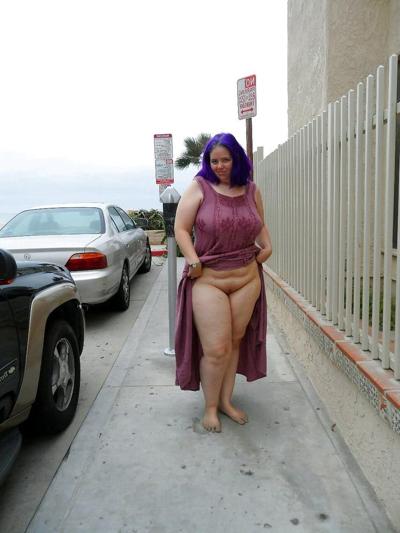 12P Beautiful chubby woman with purple hair