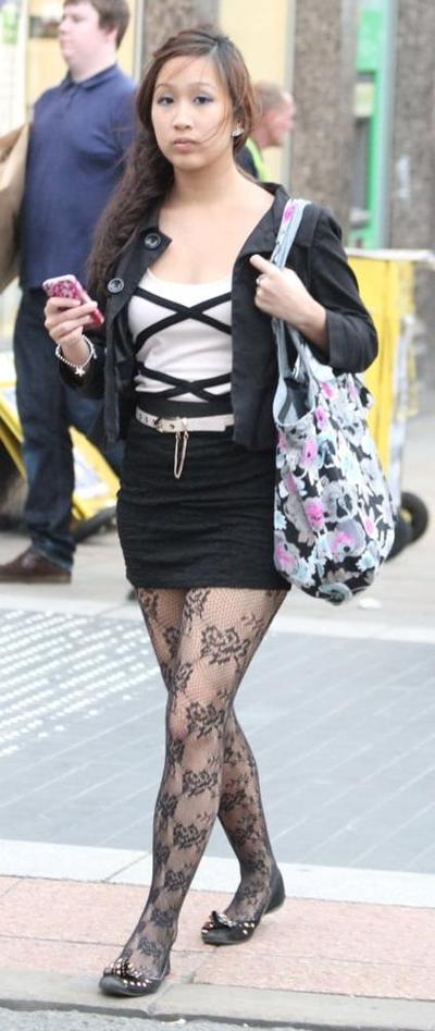 22P Street Pantyhose - Chinese Brits