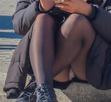 24P Street Pantyhose - Dumb Girls Flashing the Gash Part 1