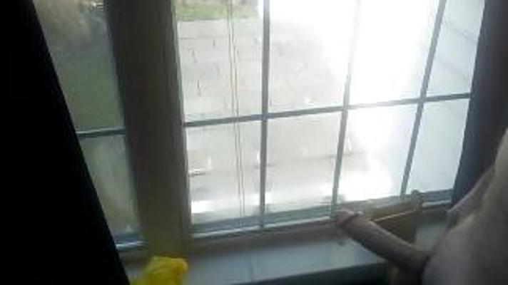 12P Flashing my cock at the window
