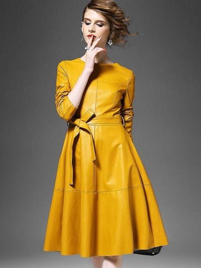 10P Yellow Leather Dress 3 - by Redbull18